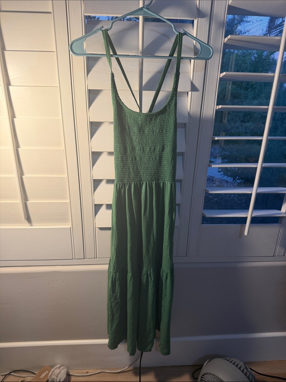 Nation LTD Green Smocked Maxi Dress with Double Straps